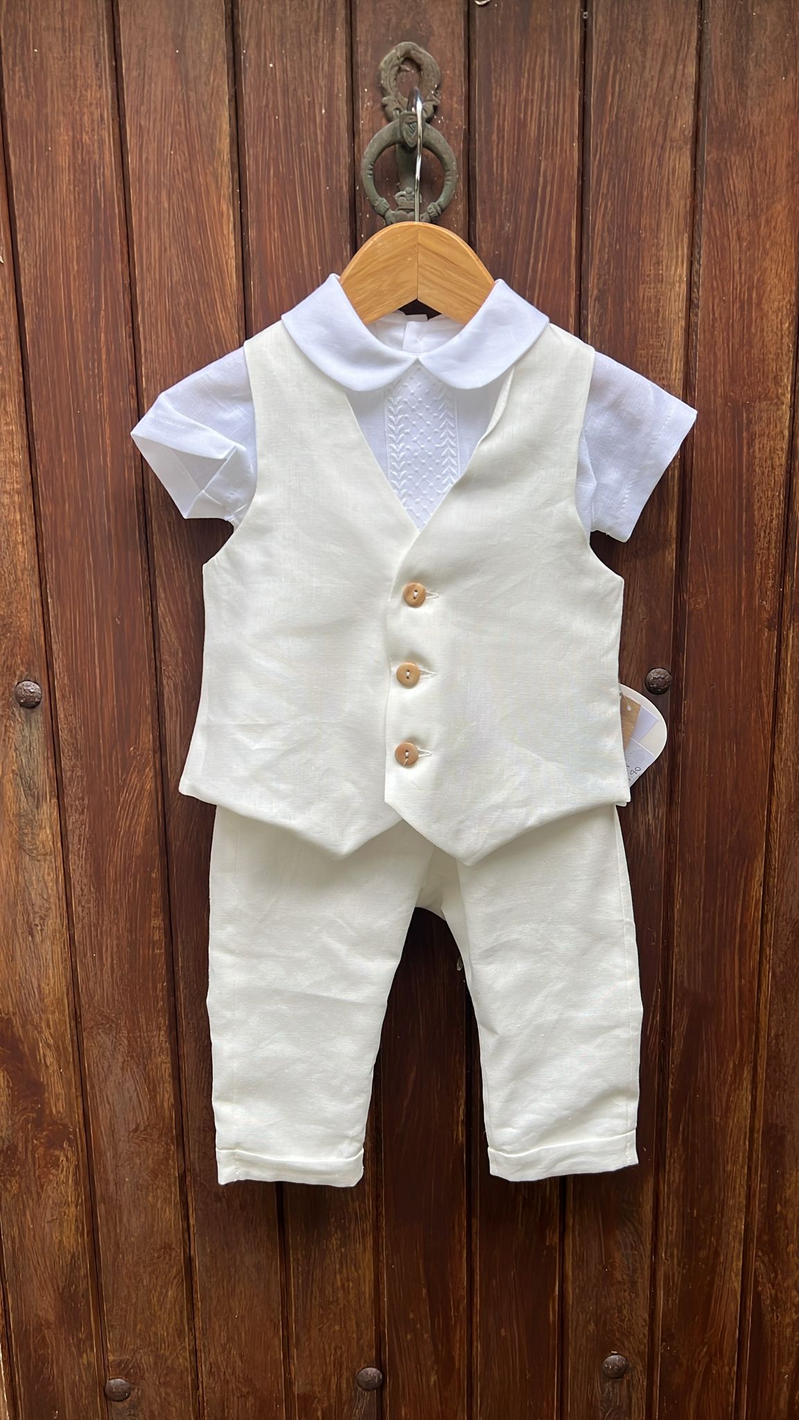 Niseret Boys Linen Christening Outfit - Image 2